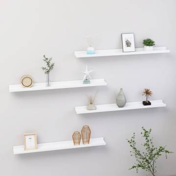 Stylish White Wall Shelves - 4 pcs | 80x9x3 cm | Hipomarket