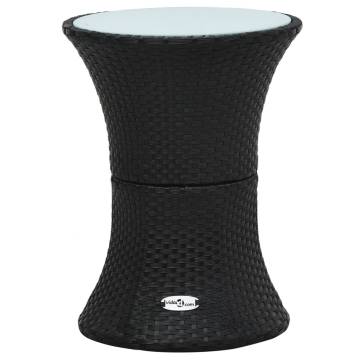 Drum Shape Black Poly Rattan Garden Side Table | Hipo Market