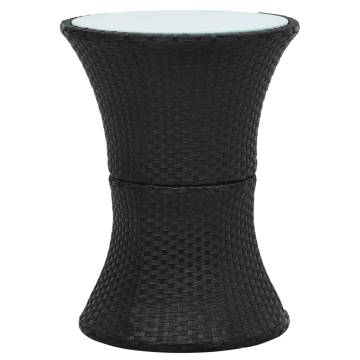 Drum Shape Black Poly Rattan Garden Side Table | Hipo Market