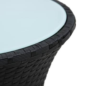 Drum Shape Black Poly Rattan Garden Side Table | Hipo Market