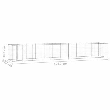 Outdoor Dog Kennel - Galvanised Steel with Roof | Hipomarket