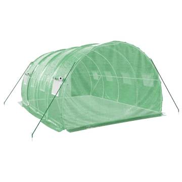 Greenhouse with Steel Frame Green 12 m² | Hipomarket UK