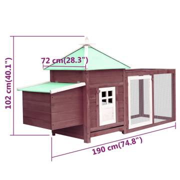 Chicken Coop with Nest Box Mocha - Solid Firwood 190x72x102 cm