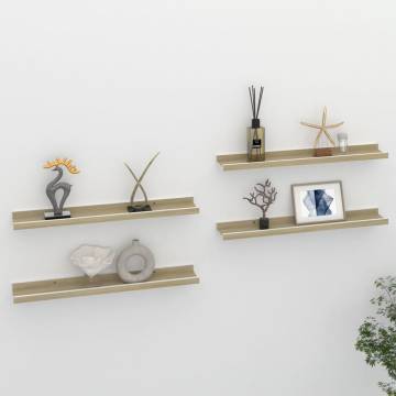 Stylish Wall Shelves 4 pcs in White & Sonoma Oak - Hipomarket