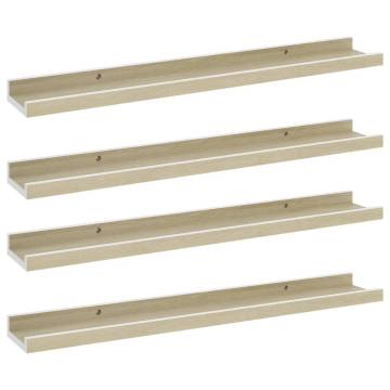 Stylish Wall Shelves 4 pcs in White & Sonoma Oak - Hipomarket