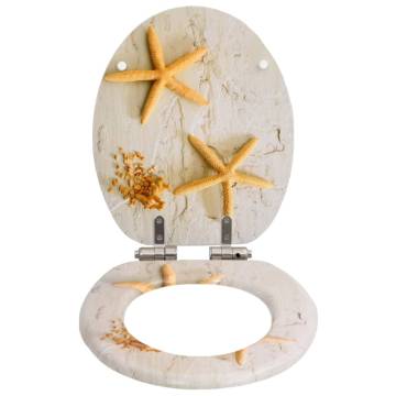 MDF Starfish Design WC Toilet Seat with Soft Close Lid