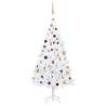 Artificial Pre-lit Christmas Tree with Ball Set White 180 cm PVC Colour white and gold Size 180 x 95 cm Quantity in Package 1 Number of Branch Tips 