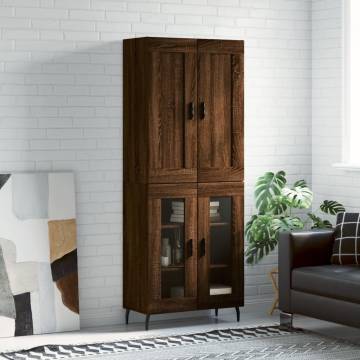 Stylish Highboard Brown Oak - Durable Engineered Wood Storage