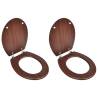 Toilet Seats with Lids (2 pcs) - Durable MDF Brown | HipoMarket