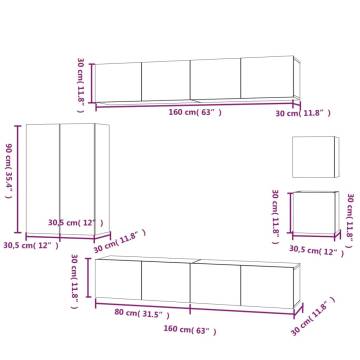 8 Piece TV Cabinet Set in Sonoma Oak - Stylish & Practical