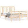 Solid Wood Bed Frame with Headboard 140x200 cm | HipoMarket