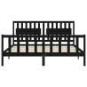 Black Super King Size Bed Frame with Headboard - Solid Wood