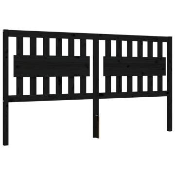 Black Super King Size Bed Frame with Headboard - Solid Wood