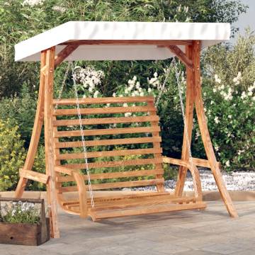 Swing Bench with Canopy - Solid Wood Spruce Teak Finish