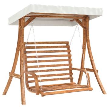 Swing Bench with Canopy - Solid Wood Spruce Teak Finish