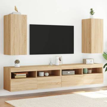 TV Wall Cabinets with LED Lights - Sonoma Oak | Hipomarket