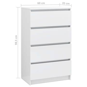 High Gloss White Sideboard 60x35x98.5 cm | HipoMarket