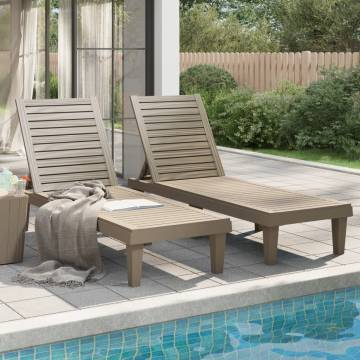 Sun Loungers 2 pcs Light Brown - Comfortable Outdoor Relaxation