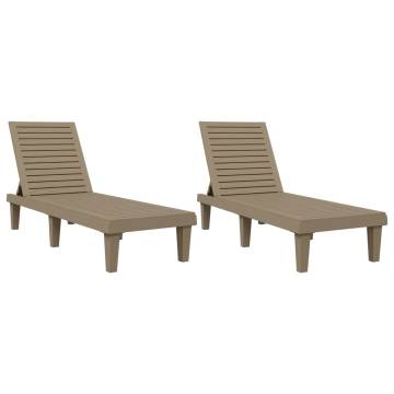 Sun Loungers 2 pcs Light Brown - Comfortable Outdoor Relaxation