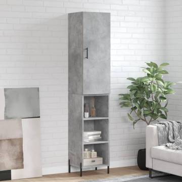 Stylish Highboard in Concrete Grey - 34.5x34x180 cm