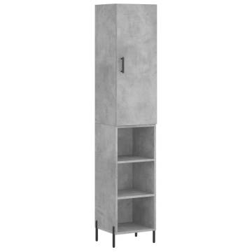 Stylish Highboard in Concrete Grey - 34.5x34x180 cm