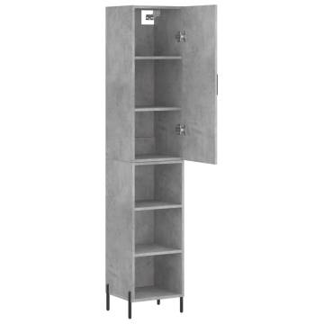 Stylish Highboard in Concrete Grey - 34.5x34x180 cm