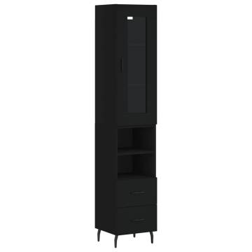 Stylish Highboard Black 34.5x34x180 cm | Hipomarket