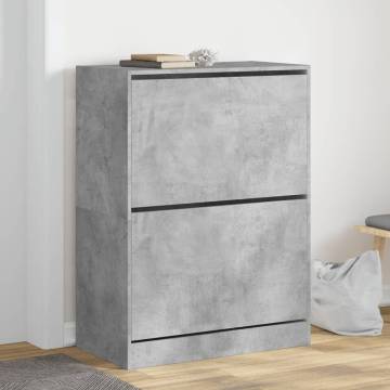 Shoe Cabinet with 2 Flip-Drawers - Concrete Grey | HipoMarket