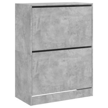 Shoe Cabinet with 2 Flip-Drawers - Concrete Grey | HipoMarket