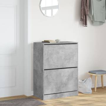 Shoe Cabinet with 2 Flip-Drawers - Concrete Grey | HipoMarket