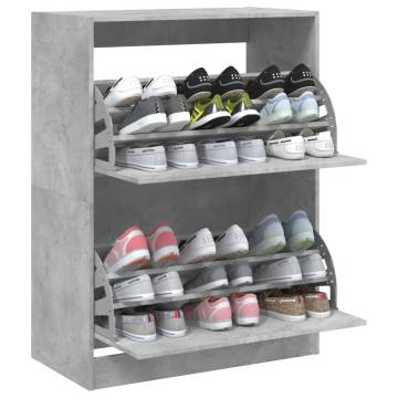 Shoe Cabinet with 2 Flip-Drawers - Concrete Grey | HipoMarket