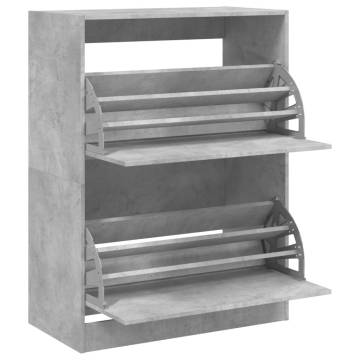 Shoe Cabinet with 2 Flip-Drawers - Concrete Grey | HipoMarket