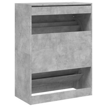 Shoe Cabinet with 2 Flip-Drawers - Concrete Grey | HipoMarket