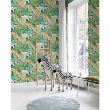 Noordwand Jungle Animals Wallpaper - Good Vibes Green & Black