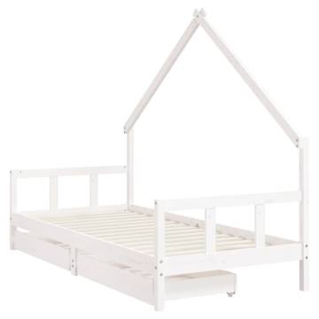 Kids Bed Frame with Drawers White 90x200 cm | Hipo Market