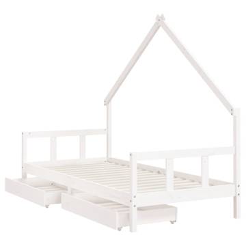 Kids Bed Frame with Drawers White 90x200 cm | Hipo Market