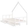 Kids Bed Frame with Drawers White 90x200 cm | Hipo Market