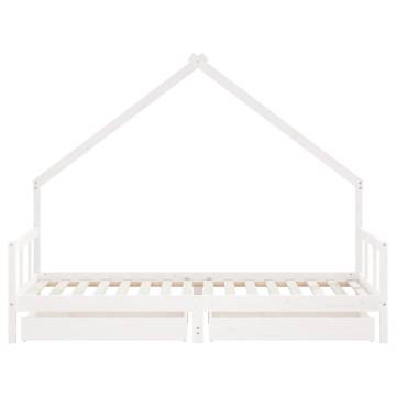 Kids Bed Frame with Drawers White 90x200 cm | Hipo Market