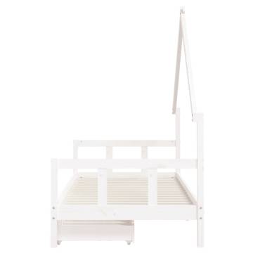 Kids Bed Frame with Drawers White 90x200 cm | Hipo Market