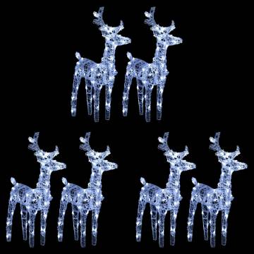 6 pcs Cold White LED Acrylic Christmas Reindeers | HipoMarket