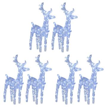 6 pcs Cold White LED Acrylic Christmas Reindeers | HipoMarket