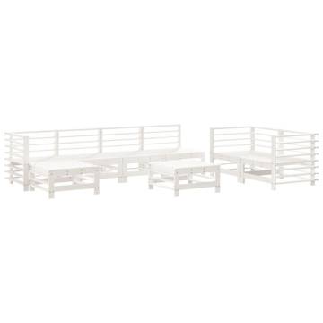 8 Piece Garden Lounge Set | White Solid Pine Wood Furniture