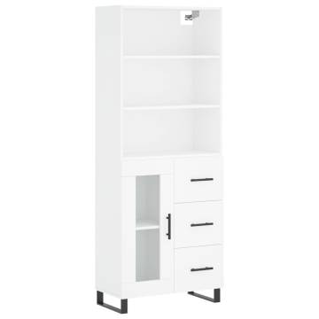 Stylish Highboard White 69.5x34x180 cm - Durable Engineered Wood