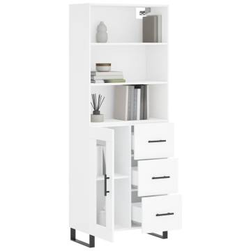 Stylish Highboard White 69.5x34x180 cm - Durable Engineered Wood