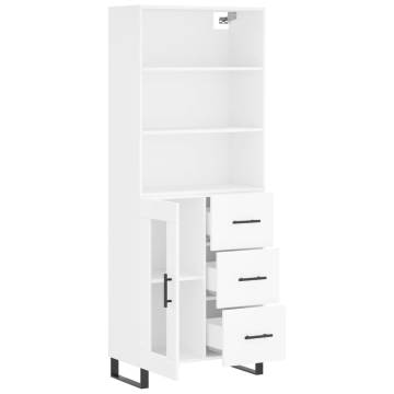 Stylish Highboard White 69.5x34x180 cm - Durable Engineered Wood