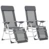 Folding Camping Chairs with Footrests 2 pcs Grey Textilene Colour grey Quantity in Package 2 