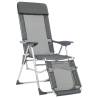 Folding Camping Chairs with Footrests - 2 pcs Grey Textilene