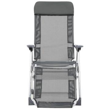 Folding Camping Chairs with Footrests - 2 pcs Grey Textilene