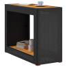 Garden Side Table with Wooden Top - Black 100x40x75 cm