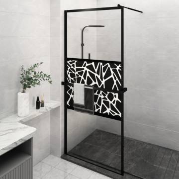 Walk-in Shower Wall with Shelf Black 100x195 cm - ESG Glass